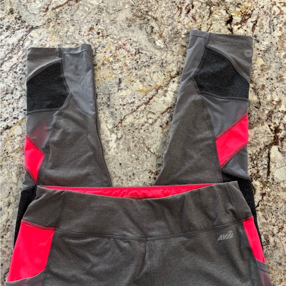 Avia Pants - Avia Charcoal and Red Active Leggings
